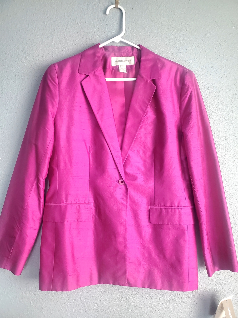 Jones New York Hot Pink Women's Single-Button Silk Blazer With Matching Pant. - Picture 2 of 9